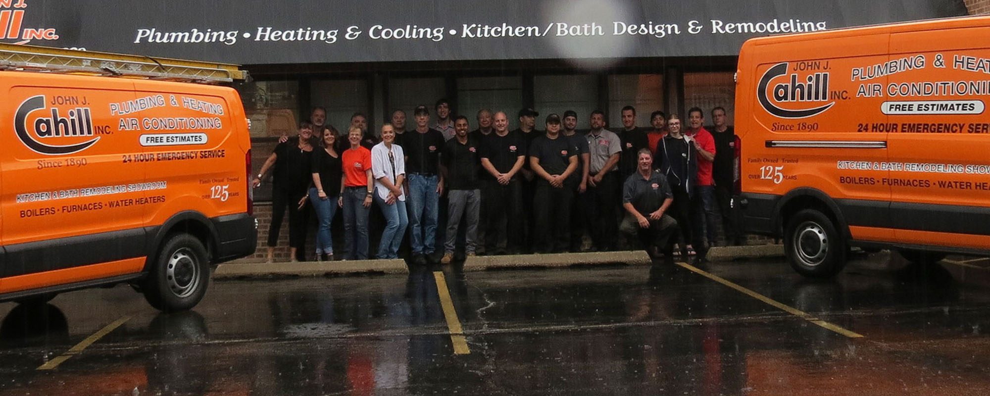 A group photo of the team at furnace repair company John J. Cahill Inc. servicing Chicago, IL
