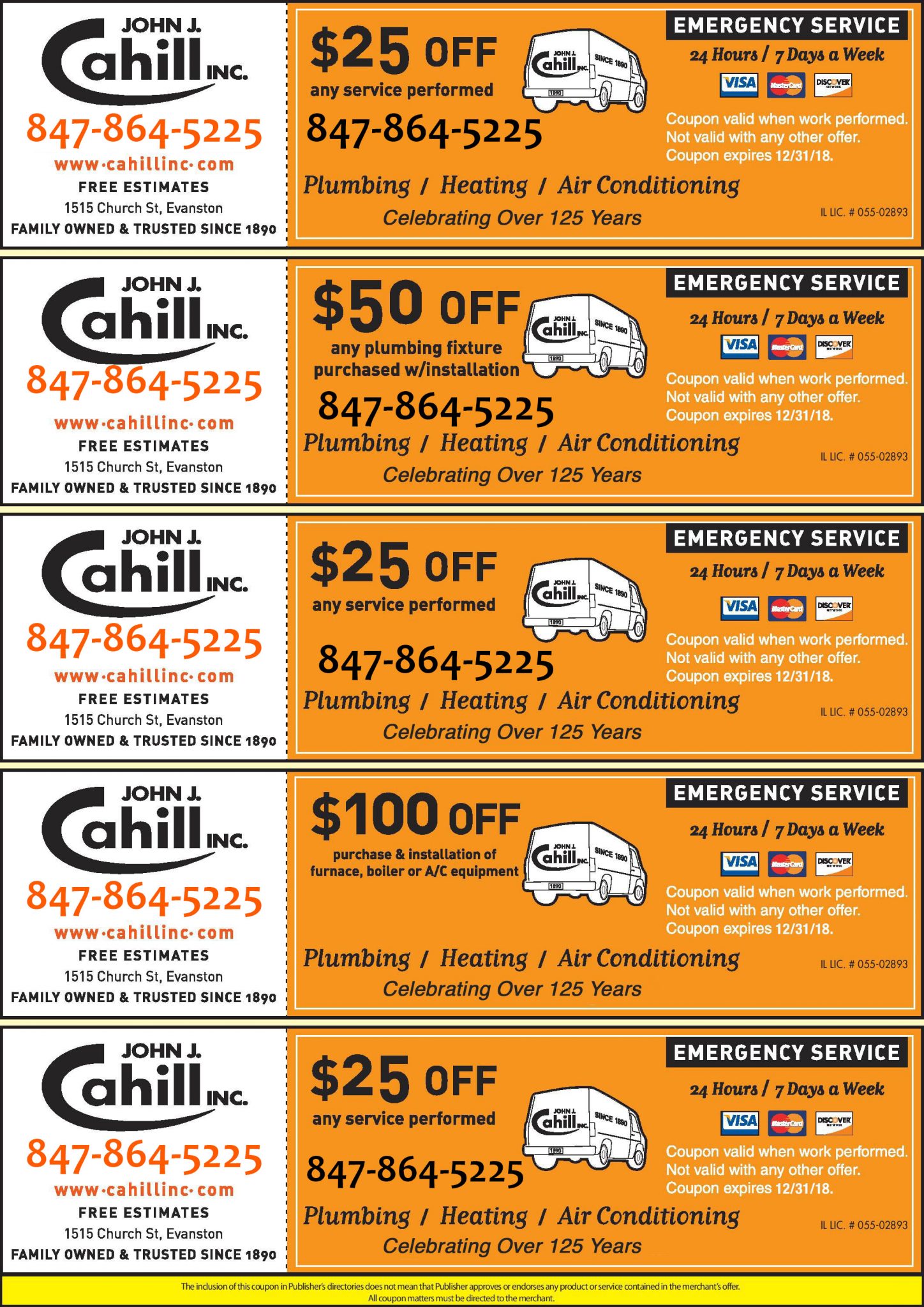Special Offers from Cahill Inc